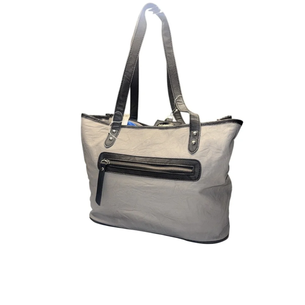 Rosetti Shoulder Bag Handbag 4‎ Pockets Purse Keychain Light Gray/Dark Gray